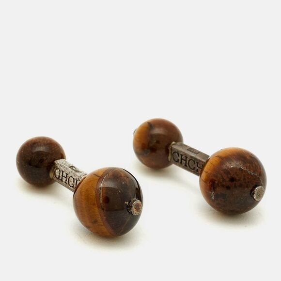 Carolina Herrera Tigers Eye Silver 925 Cufflinks